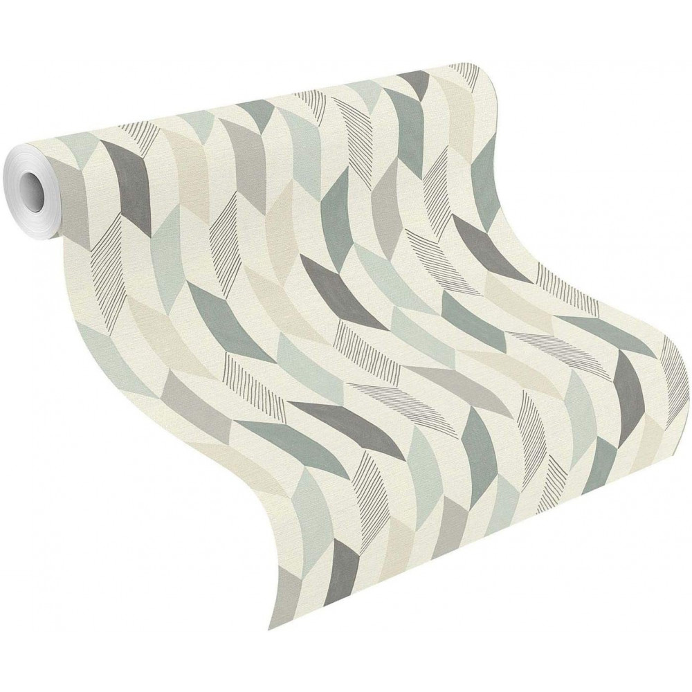 Papier peint intissé GEOMETRIK bleu/gris/beige